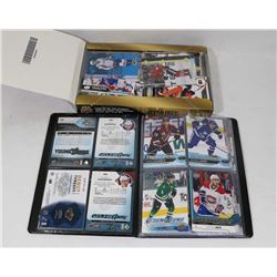 BINDER OF UPPER DECK HOCKEY ROOKIE CARDS AND BOX