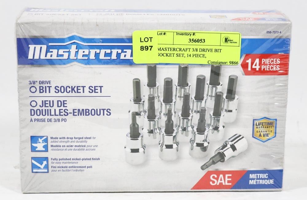 MASTERCRAFT 3/8 DRIVE BIT SOCKET SET, 14 PIECE,