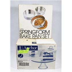 52) ANCHOR HOCKING 2PC CAKE SET WITH 3 PAN SPRING