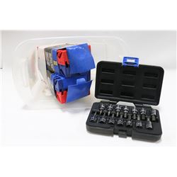 LOT OF 3/8 ALLEN KEYS, METRIC WRENCH HOLDERS, 1/4