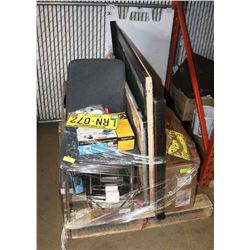 PALLET OF ASSORTED FURNITURE, ELECTRONICS AND