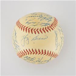1955 New York Yankees American League Champions Team Signed Baseball with Mantle, Stengel and Dickey