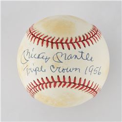 Mickey Mantle "Triple Crown 1956" Signed Specialty Baseball - PSA/DNA