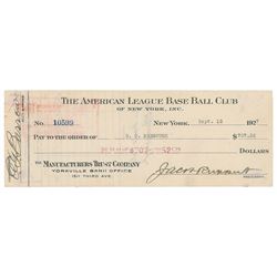 Benny Bengough 1927 Signed Payroll Check