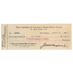 Leo Durocher 1927 Signed Payroll Check