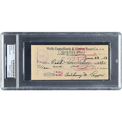 Tony Lazzeri 1942 Signed Bank Check