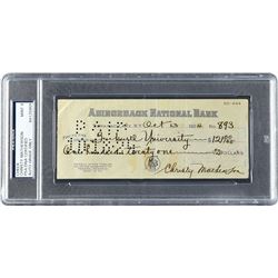 Christy Mathewson 1924 Signed Bank Check, Made Out to His Alma Mater, Bucknell University - PSA/DNA 