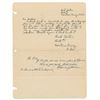 Image 1 : Roderick Wallace Signed Handwritten Note