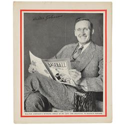 Walter Johnson 1928 Signed Baseball Magazine Photograph