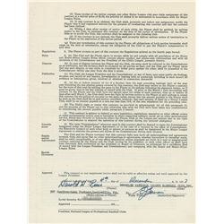 Pee Wee Reese 1958 Brooklyn/Los Angeles Dodgers Signed Player Contract (Last Contract)