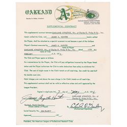 Catfish Hunter 1974 Oakland Athletics Signed Player Supplemental Contract (Cy Young Award)