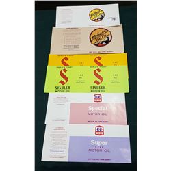 SIX UNUSED VINTAGE MOTOR OIL QUART LABELS