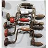 Image 1 : FOUR ANTIQUE WOOD HANDLED HAND DRILLS