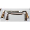 Image 1 : TWO ANTIQUE DOUBLE HANDLED DRAW KNIFE PLANES