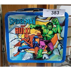 VINTAGE ORIGINAL CAPTAIN AMERICA/SPIDERMAN/HULK EMBOSSED METAL LUNCH BOX