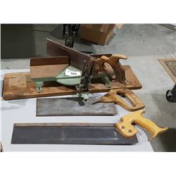 VINTAGE MITRE BOX W/SAWS