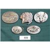 Image 1 : 5 COLLECTIBLE PEWTER & COPPER BELT BUCKLES