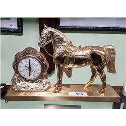 VINTAGE BRASS HORSE CLOCK