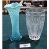 Image 1 : CRYSTAL VASE & VINTAGE OPALESCENT VASE