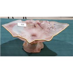 LARGE HAND PAINTED SATIN GLASS BOWL