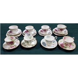 8 BONE TEACUPS & SAUCERS W/PLATES