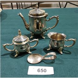 4 PC VINTAGE INDIVIDUAL SILVER PLATE TEA SET