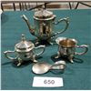 Image 1 : 4 PC VINTAGE INDIVIDUAL SILVER PLATE TEA SET