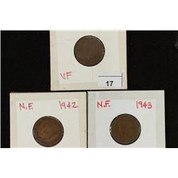 1941,42 & 43 NEWFOUNDLAND CENTS