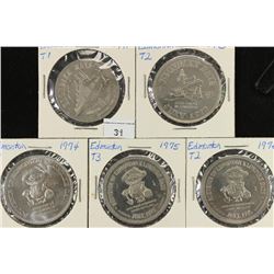 1971,73,74,75 & 76 EDMONTON CANADA TRADE DOLLARS