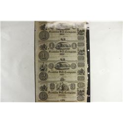 UNCUT SHEET OF 1800'S FRANKLIN SILK COMPANY