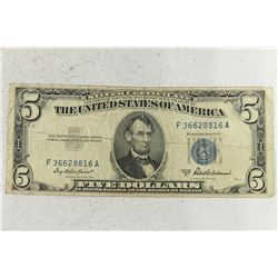 1953-A $5 BLUE SEAL SILVER CERTIFICATE
