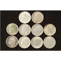10 ASSORTED SILVER ROOSEVELT DIMES