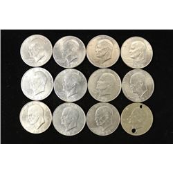 12 ASSORTED IKE DOLLARS AS SHOWN