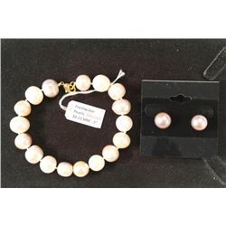 FRESH WATER PEARL BRACELET & EARRING SET