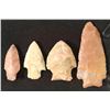 Image 1 : 4 ASSORTED 1 3/4"-3" STONE INDIAN ARROWHEADS