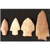 Image 2 : 4 ASSORTED 1 3/4"-3" STONE INDIAN ARROWHEADS
