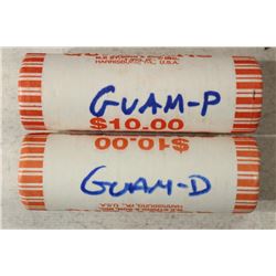 2-$10 ROLLS OF 2009-P & D GUAM QUARTERS BU