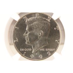 1992-D KENNEDY HALF DOLLAR NGC MS66