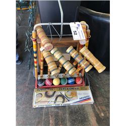 WOODEN CROQUET SET & HORSESHOE GAME