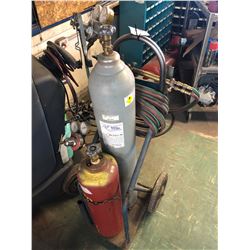 OXY-ACETYLENE TORCH SET WITH HOSE, BOTTLE & CART