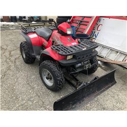 RED 1999 POLARIS SPORTSMAN 500 4X4 QUAD WITH SNOW PLOW & WARN WINCH VIN: 4XACH50A9XA020433