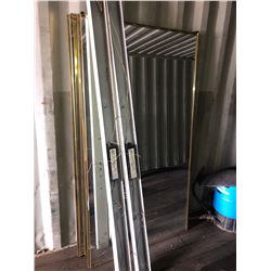 PAIR OF MIRRORED SLIDING DOORS & LIGHT FIXTURES (LOCATED IN SEA CAN)