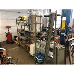 3 BAYS OF METAL SHELVING WITH SHELVES & UPRIGHTS