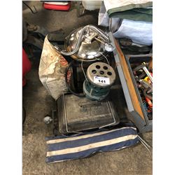 LOT OF ASSORTED CAMPING GEAR: STOVE, LANTERN & MORE