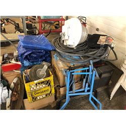PALLET OF ASSORTED HARDWARE, PARTS, STANDS & MORE