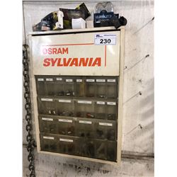 OSRAM SYLVANIA LIGHT BULB CABINET WITH CONTENTS