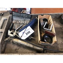 ASSORTED GREASE GUNS & ASSORTED OIL PARTS