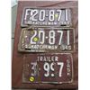 Image 1 : LICENSE PLATES (SASKATCHEWAN) *QTY 2* (1949 2-FARM, 1 TRAILER)