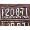 Image 2 : LICENSE PLATES (SASKATCHEWAN) *QTY 2* (1949 2-FARM, 1 TRAILER)