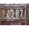 Image 3 : LICENSE PLATES (SASKATCHEWAN) *QTY 2* (1949 2-FARM, 1 TRAILER)